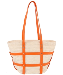 Straw Shopper Tote Bag LMD012-Z ORANGE